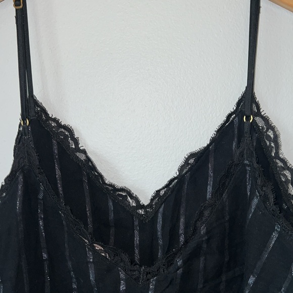 Victoria Secret pajama lace cami. Black and shimmer stripe. - Picture 4 of 7